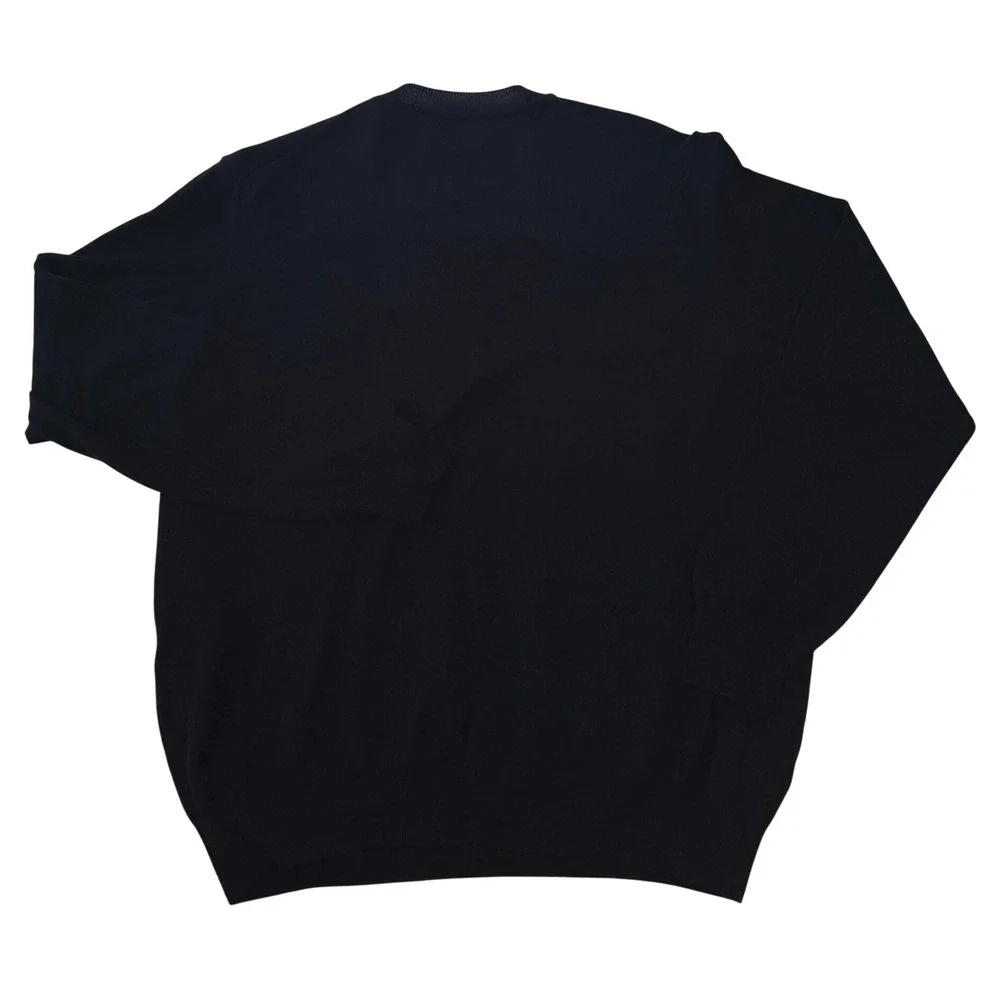 Black Brown 1826 Mens XL Merino Wool V-Neck Sweater Made in Italy Long Sleeve‎